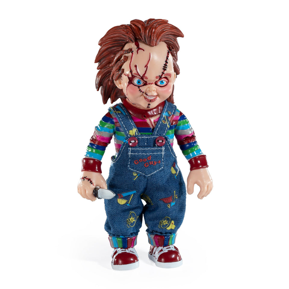 The Noble Collection Bendable Chucky figure with knife accessory ready for display and posing.