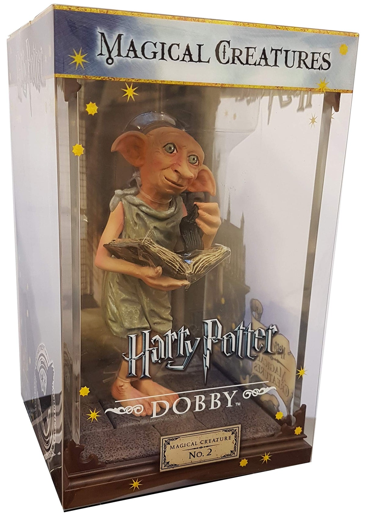 The Noble Collection Dobby side view emphasizes craftsmanship and display versatility.