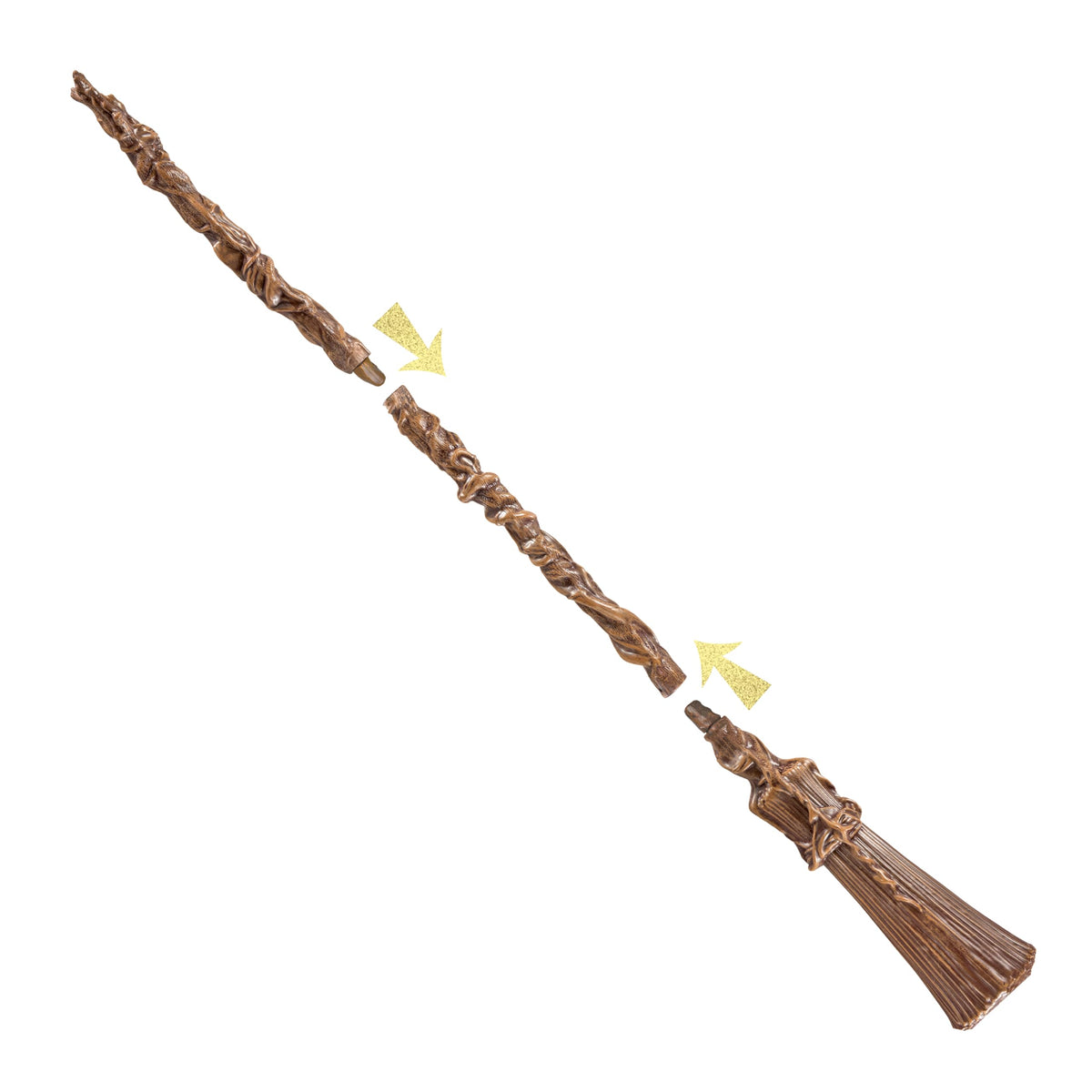 Close-up texture of The Noble Collection Elphaba's Broom highlighting realistic grip and finish