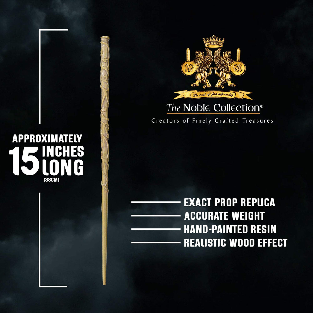 Close-up of The Noble Collection Hermione Granger wand detailing craftsmanship.