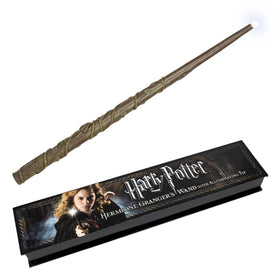 The Noble Collection Hermione Granger Illuminating Wand 15-inch display for authentic light-up magic.