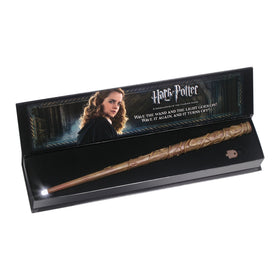 The Noble Collection Hermione Granger Illuminating Wand on-display lighting for shelves.