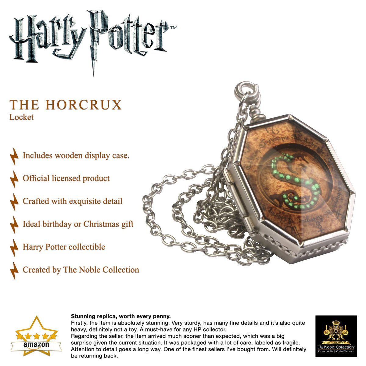 Horcrux Locket full-front shot ready for shelf display by The Noble Collection.