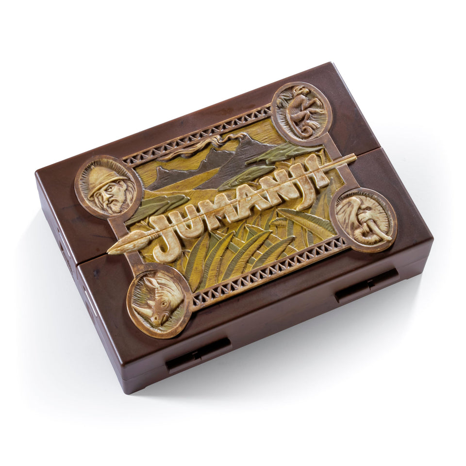The Noble Collection Jumanji miniature board closed view for display and collectibility.