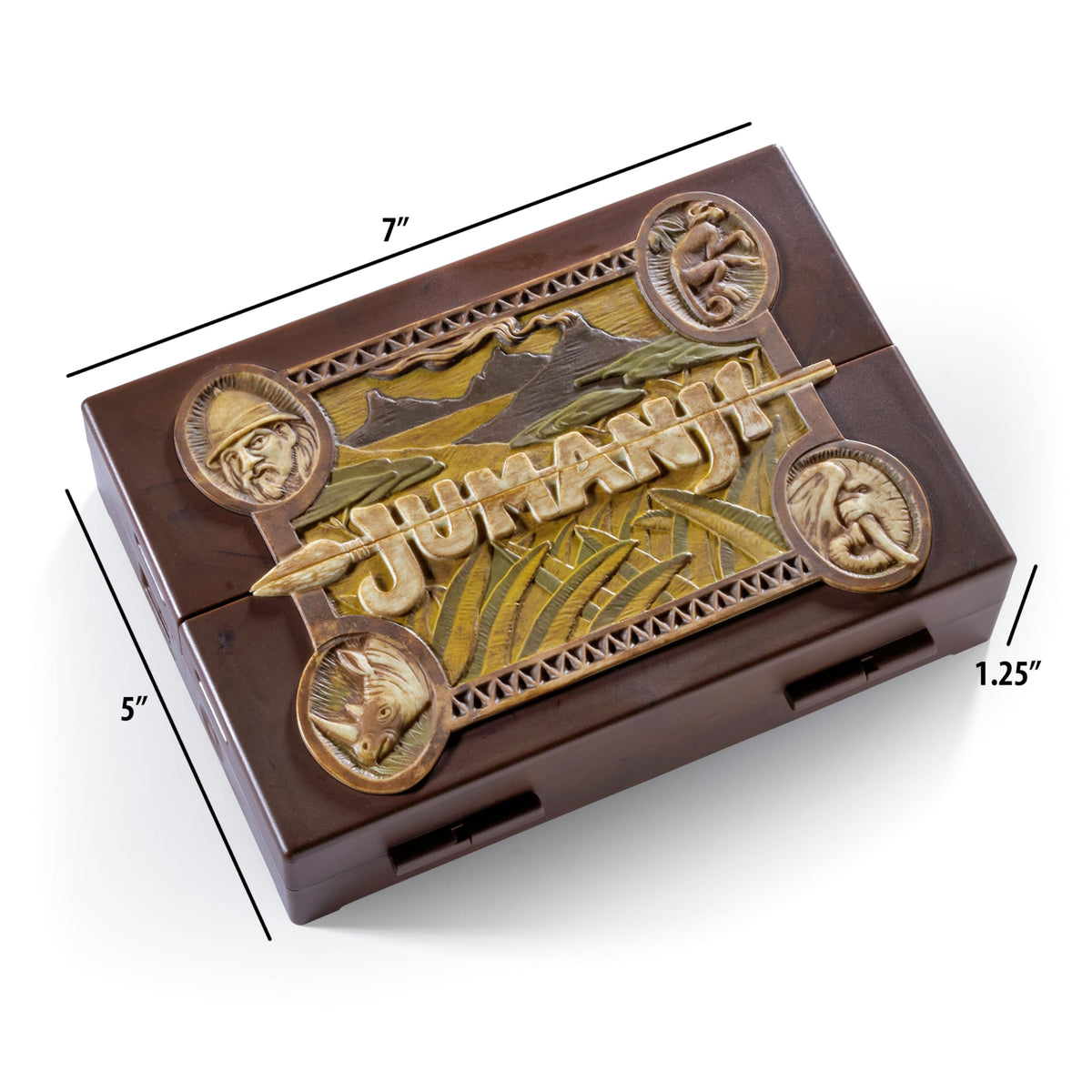 The Noble Collection Jumanji miniature board tribal-drum-sounds add lively atmosphere.