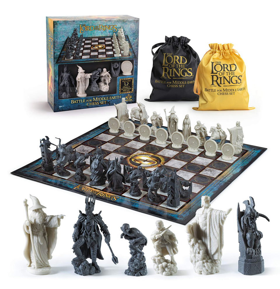 The Noble Collection Lord of the Rings chess board, a striking centerpiece for display and play.