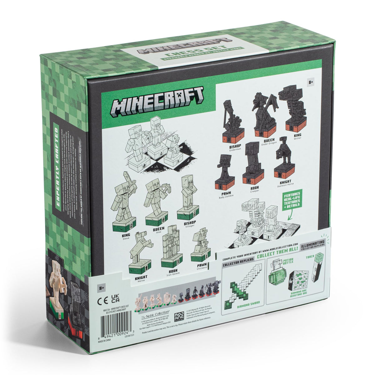 The Noble Collection Minecraft Chess Set assembly detail showing panel connection