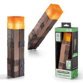 The Noble Collection Minecraft Torch LED glow enhances room ambiance for fans.