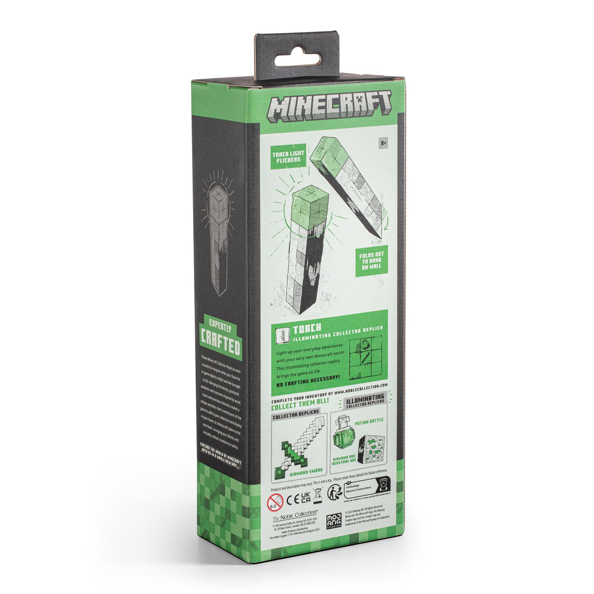 The Noble Collection Minecraft Torch creates warm ambiance during gaming nights.