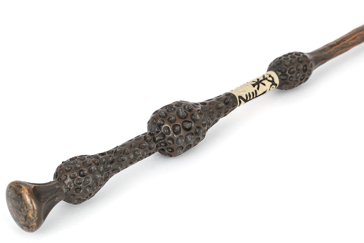 The Noble Collection wand display stand enhances showcase appeal.