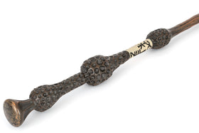 The Noble Collection wand display stand enhances showcase appeal.