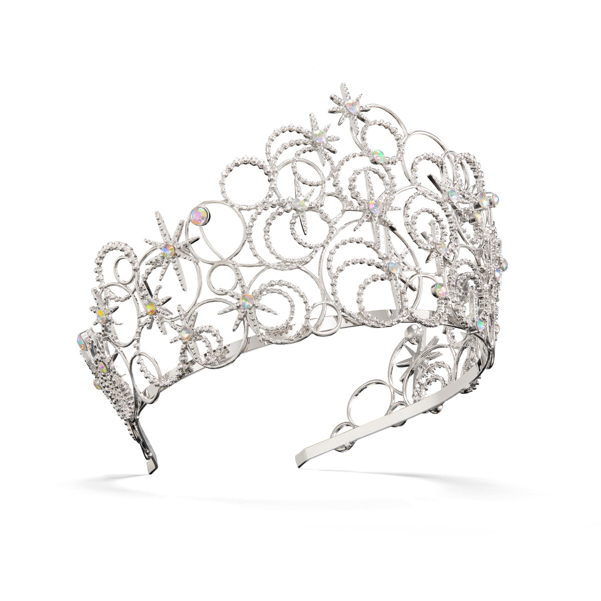 The Noble Collection Wicked Glinda's Bubble Crown front view with iridescent gems for costume glamour.