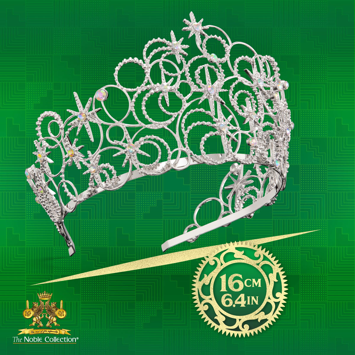 The Noble Collection Wicked Glinda's Bubble Crown side view highlights premium metal finish for durability.