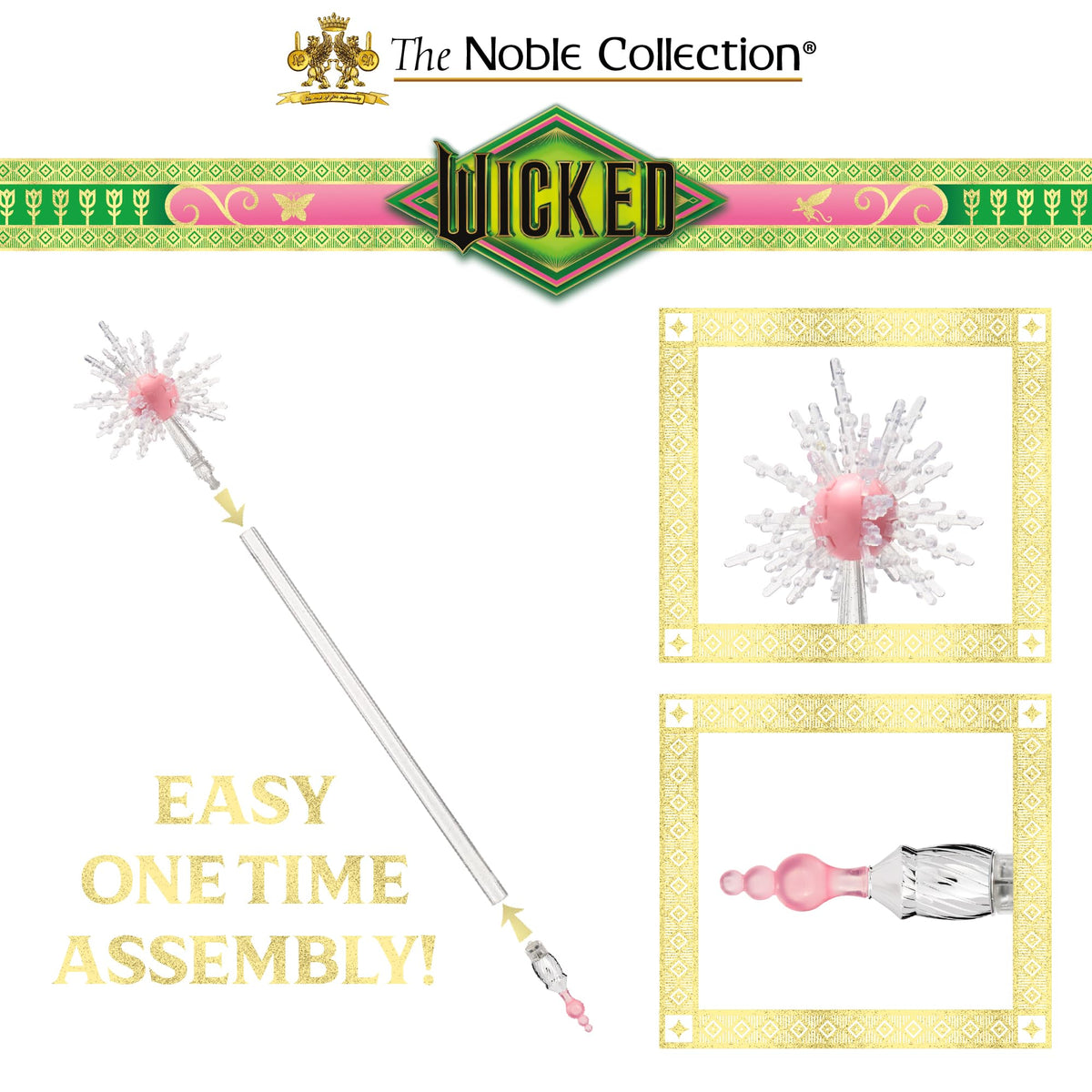 The Noble Collection Wicked Glinda's Bubble Wand held in hand for roleplay