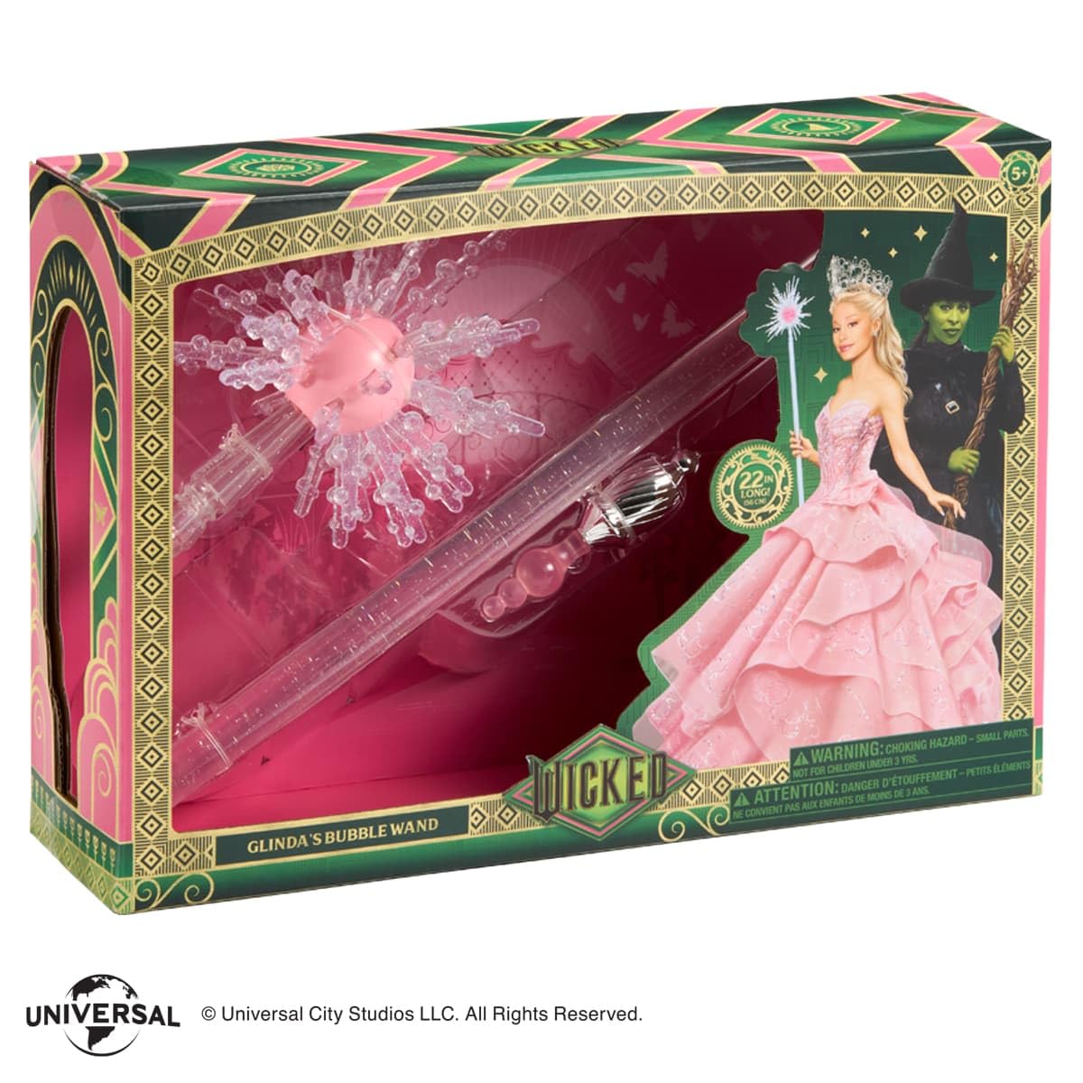 The Noble Collection Wicked Glinda's Bubble Wand with packaging for gifting