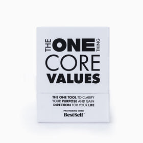 The ONE Thing Core Values Deck in action on a desk for team alignment.