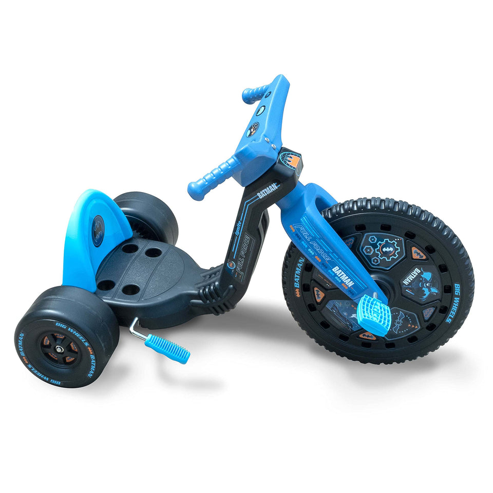 The Original Big Wheel Batman front view highlights a sturdy frame for safe outdoor fun.