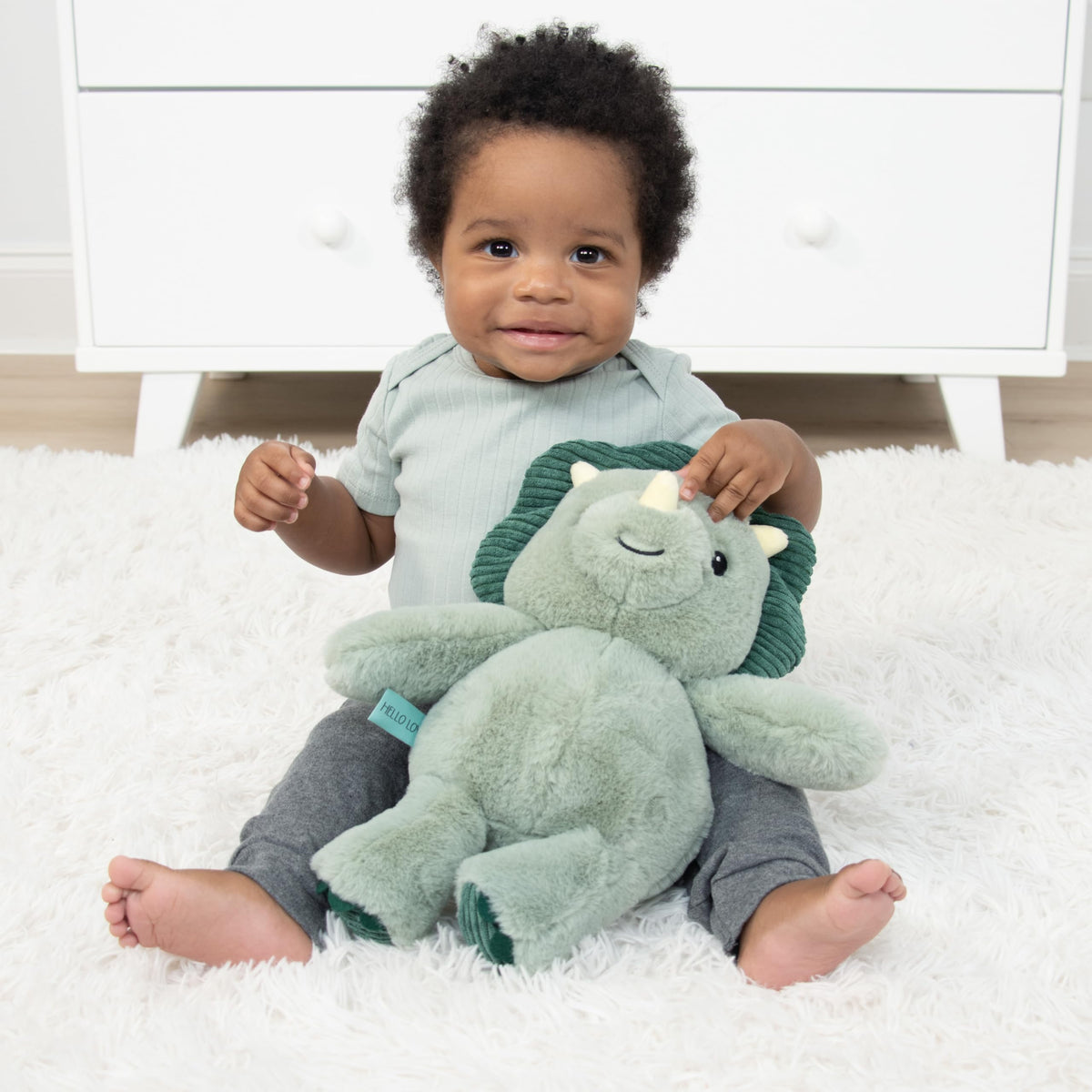 Ideal gift-ready dino from The Peanutshell for baby showers and birthdays.