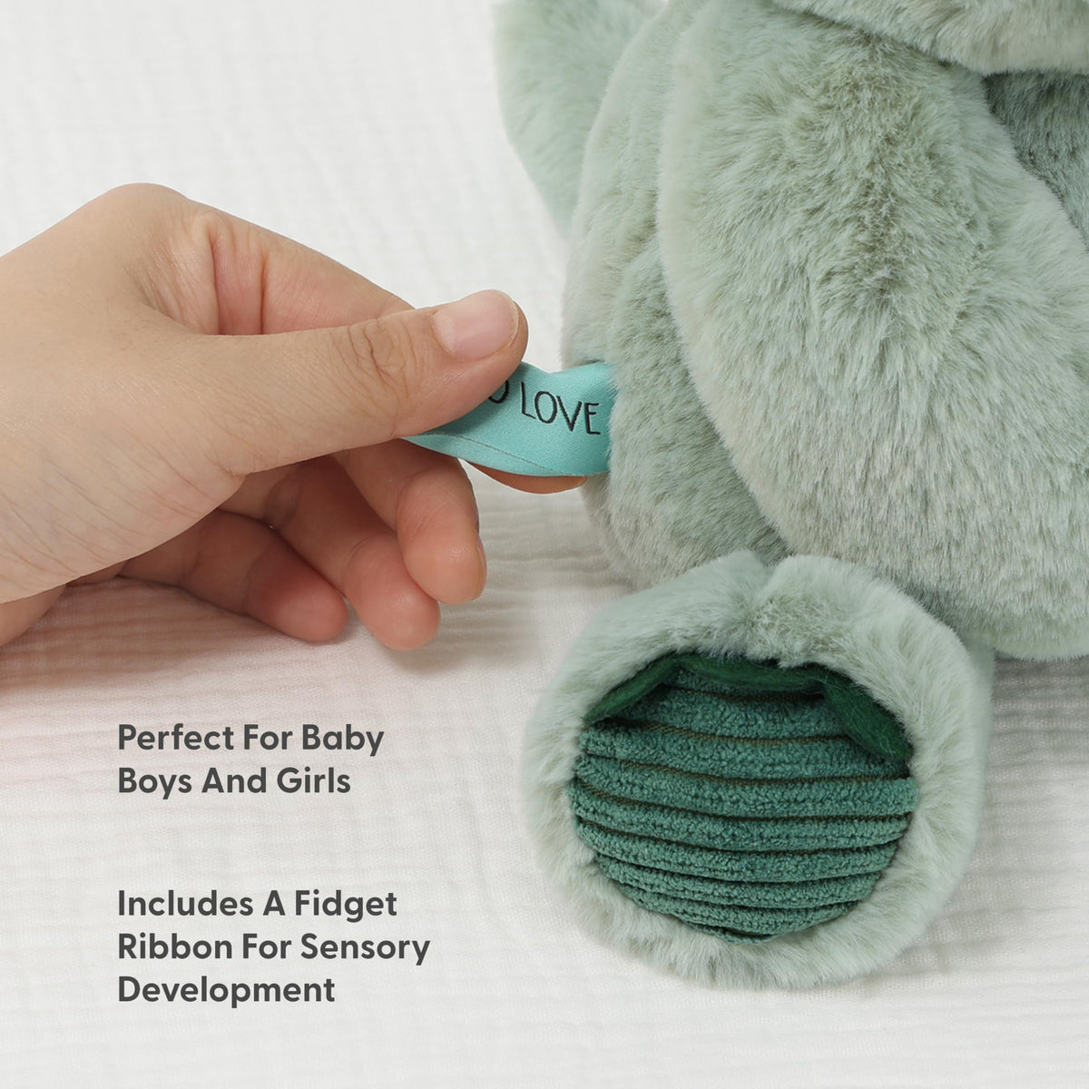 Side view of Ace the Dino showing a friendly 10-inch size for kids.