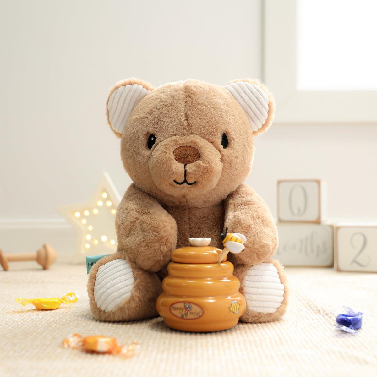 The Peanutshell Benny enhances woodland nursery decor with a friendly presence