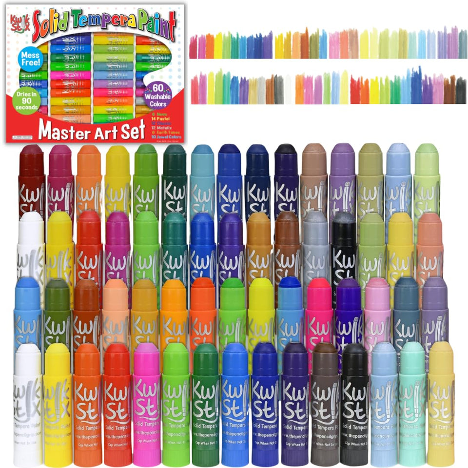 The Pencil Grip Kwik Stix 60-color pack shown for kids' art