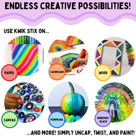 Metallic Kwik Stix hues on posters add vibrant detail