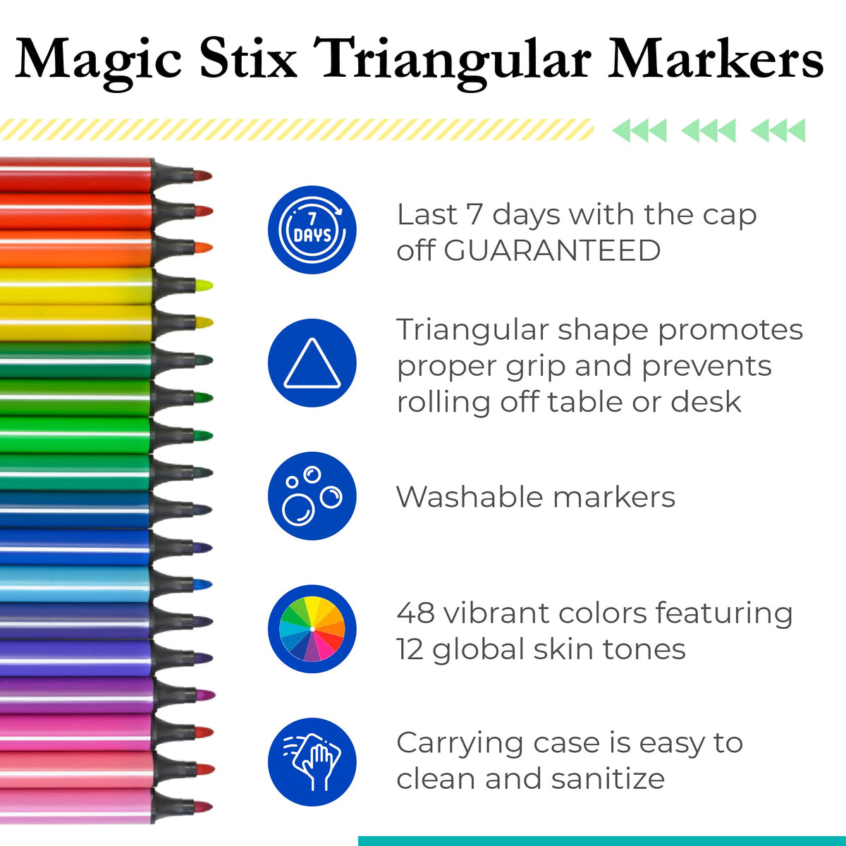 The Pencil Grip Magic Tri Stix non-toxic markers designed for safe creative play