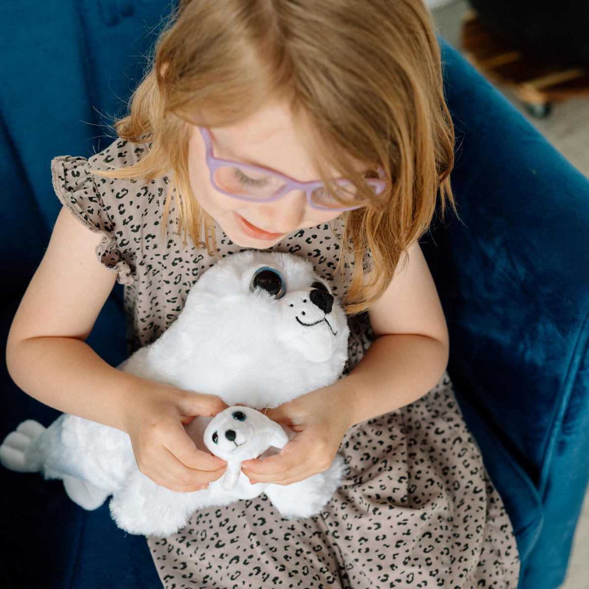 The Petting Zoo baby seal plush face sparks storytelling and companionship for kids.
