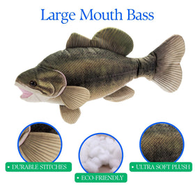 The Petting Zoo bass plush in kid play fosters river adventure storytelling.