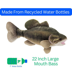 The Petting Zoo bass plush packaging highlights eco-friendly gift appeal.
