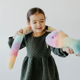 The Petting Zoo rainbow snake plush bulging pink tongue sparks pretend adventures