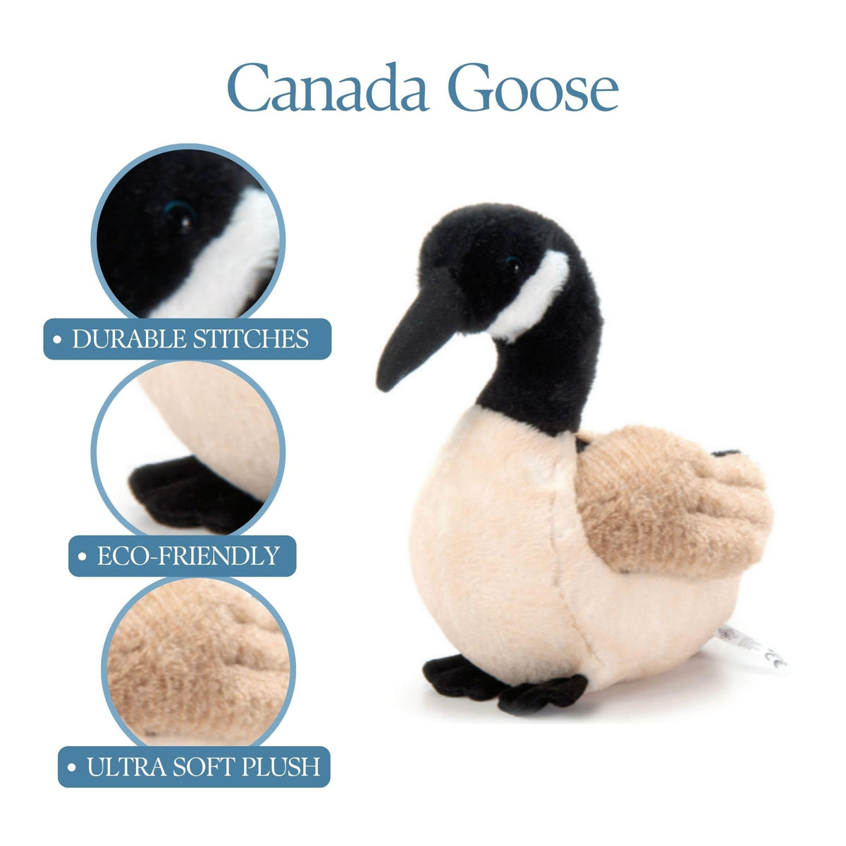 The Petting Zoo Canada Goose plush webbed feet add lifelike pond adventures.
