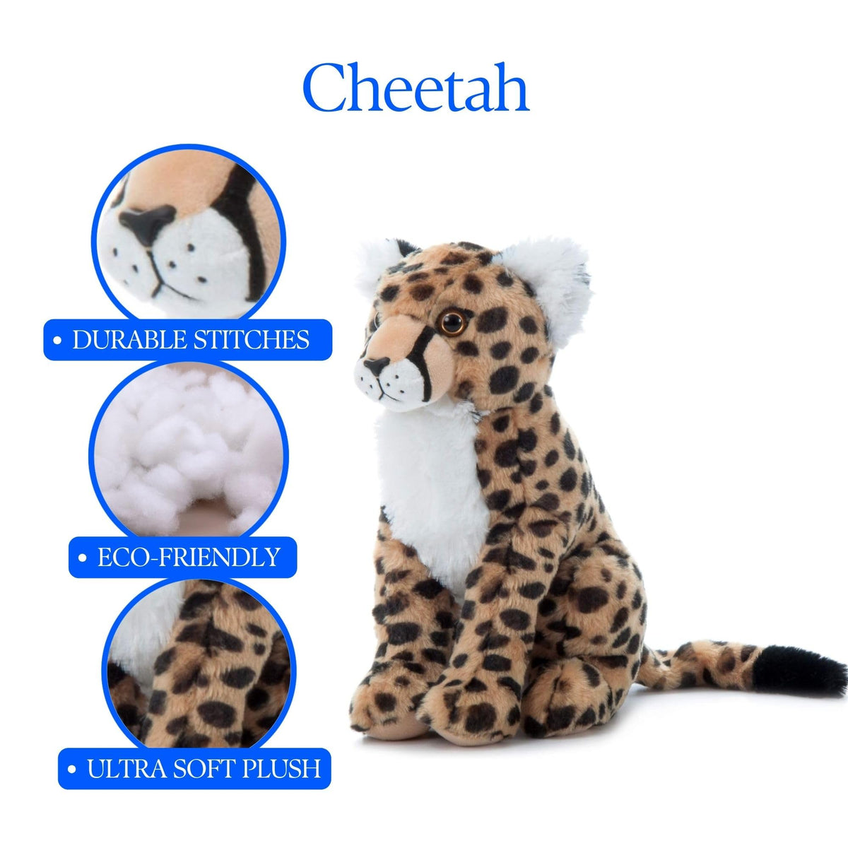 The Petting Zoo cheetah plush snuggle time companion for bedtime.