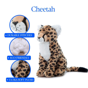 The Petting Zoo cheetah plush snuggle time companion for bedtime.