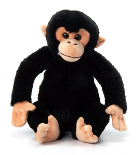 The Petting Zoo chimp plush 12in, ideal bedtime companion.