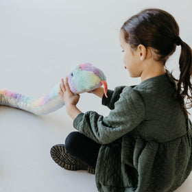 The Petting Zoo snake plush curved tail enhances cuddly storytelling