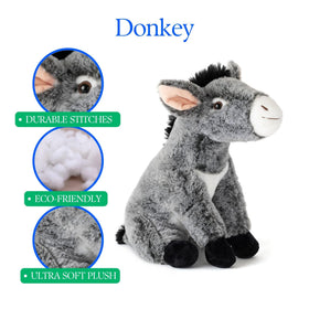 The Petting Zoo donkey plush recycled materials option for sustainable toy.