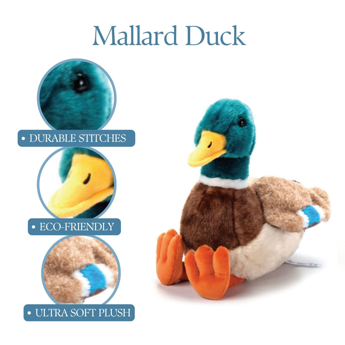 The Petting Zoo duck plushie sturdy stitching ensures lasting hugs.