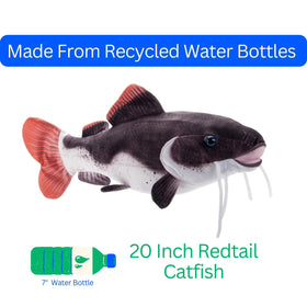 The Petting Zoo eco-filled catfish plush supports recycled filling.
