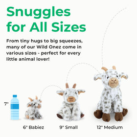 The Petting Zoo Goat plush features durable stitching for long-lasting play.