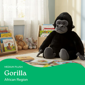 The Petting Zoo gorilla plush face close-up inviting imaginative play.