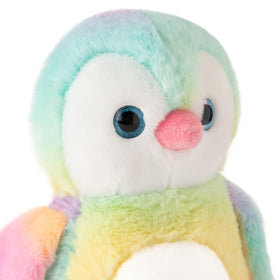 The Petting Zoo rainbow penguin stands up for interactive play and storytelling.