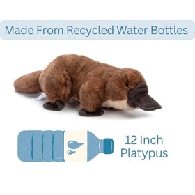 The Petting Zoo platypus plushie made from recycled bottles for eco-friendly gifting.