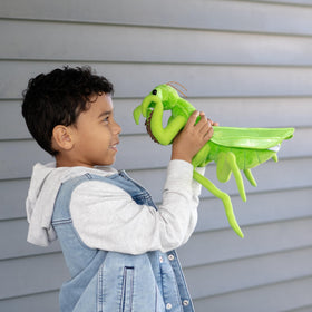 The Petting Zoo Praying Mantis plushie soft fabric for gentle hugs.