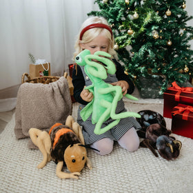 The Petting Zoo Praying Mantis plushie wide head, sparks imaginative play.