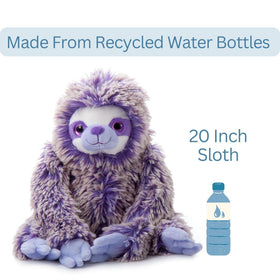 The Petting Zoo Purple Sloth 20-inches size emphasizes a substantial plush friend