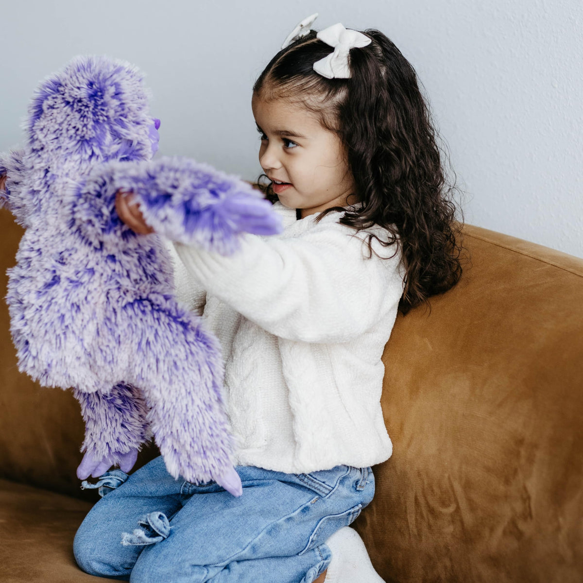 The Petting Zoo Purple Sloth close-up fur highlights soft, huggable fabric