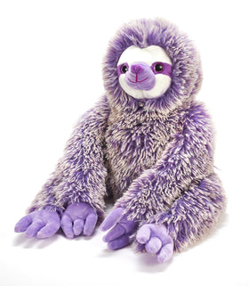 The Petting Zoo Purple Sloth front view reveals a cuddly, kid-friendly plush