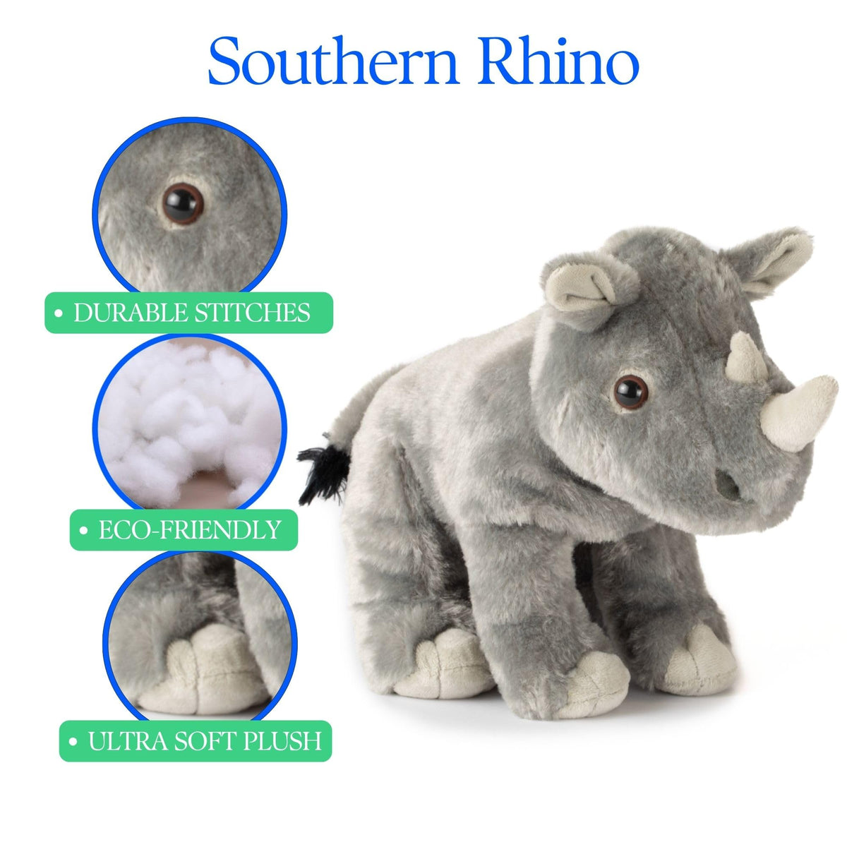 Rhino on a bedroom shelf, adding cozy safari decor to the room.
