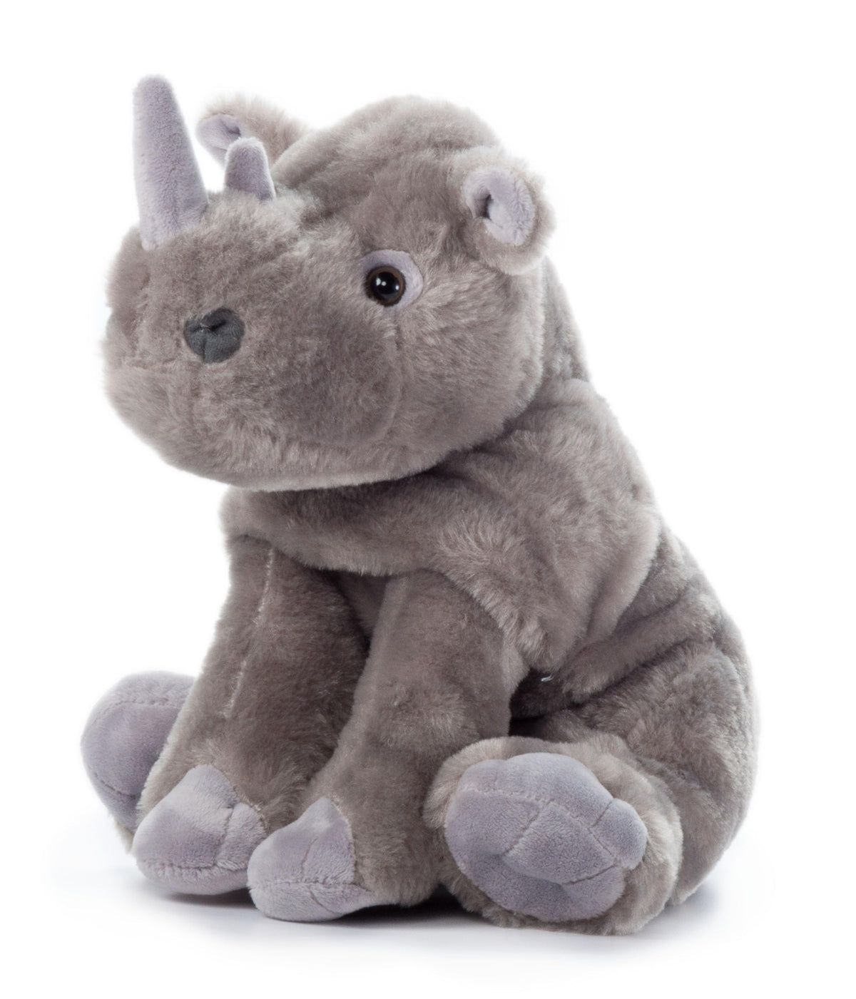 The Petting Zoo Rhino stuffed animal, front view, soft and durable snuggle buddy.
